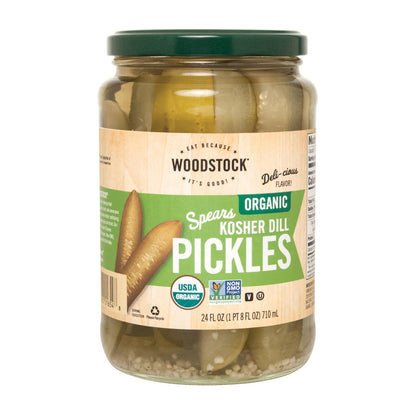 Woodstock Organic Kosher Dill Pickle Spears - Case Of 6 - 24 Fz