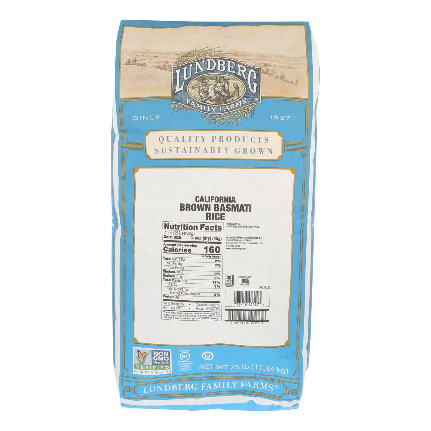 Lundberg Family Farms Brown Basmati Rice - Case Of 25 Lbs