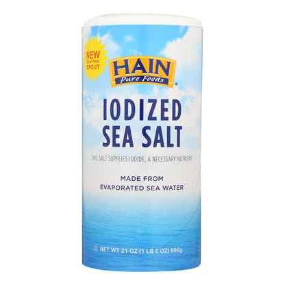 Hain Sea Salt - Iodized - Case Of 8 - 21 Oz