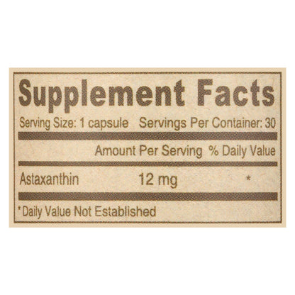 Deva Vegan Vitamins - Astaxantin 12 Mg Vegan - 30 Vegan Capsules