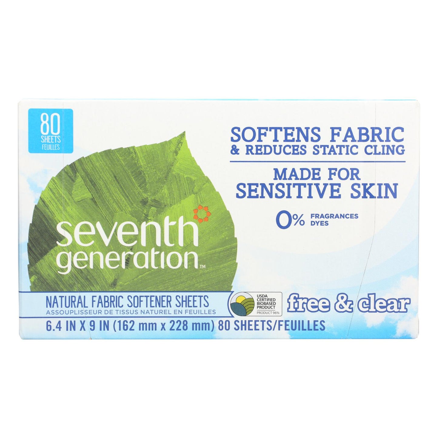 Seventh Generation - Fabric Softener Sheets Fresh & Clear - Case Of 4-80 Ct