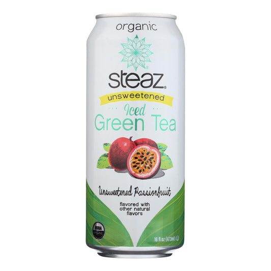 Steaz Unsweetened Green Tea - Passion Fruit - Case Of 12 - 16 Fl Oz.