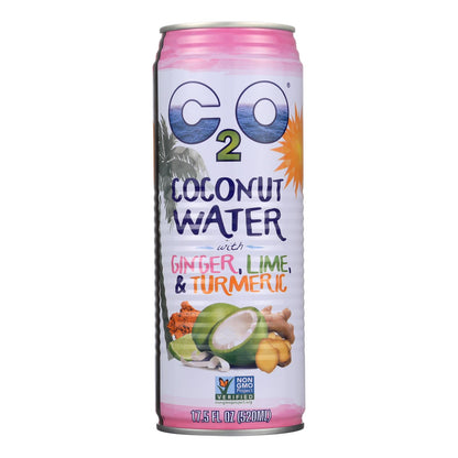 C2o - Pure Coconut Water - Ginger Lime And Tumeric - Case Of 12 - 17.5 Fl Oz.